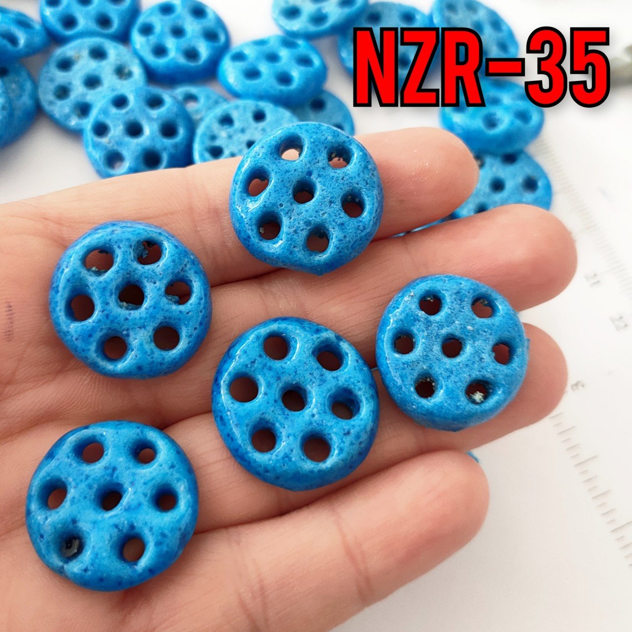 NZR-35 7 Gözlü Yuvarlak Süryani Nazar Boncuğu 23x7 mm