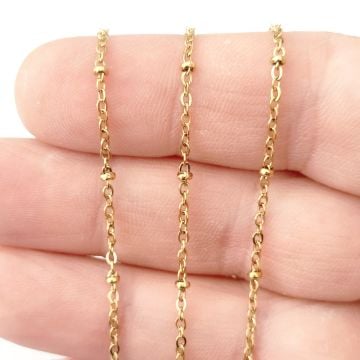 ÇLZ-06 A Kalite Kaplama Altın Renk 316L Cerrahi Çelik Minik Toplu Miyuki Zinciri