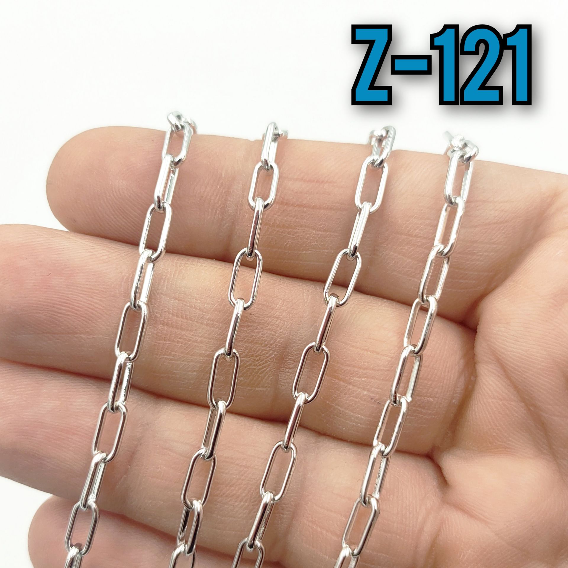 No : 121 Rodyum Kaplama Ataç Zincir  8 x 3.7 mm