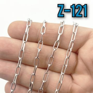 No : 121 Rodyum Kaplama Ataç Zincir  8 x 3.7 mm