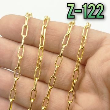 No : 122 Lak Altın Kaplama Ataç Zincir  8 x 3.7 mm
