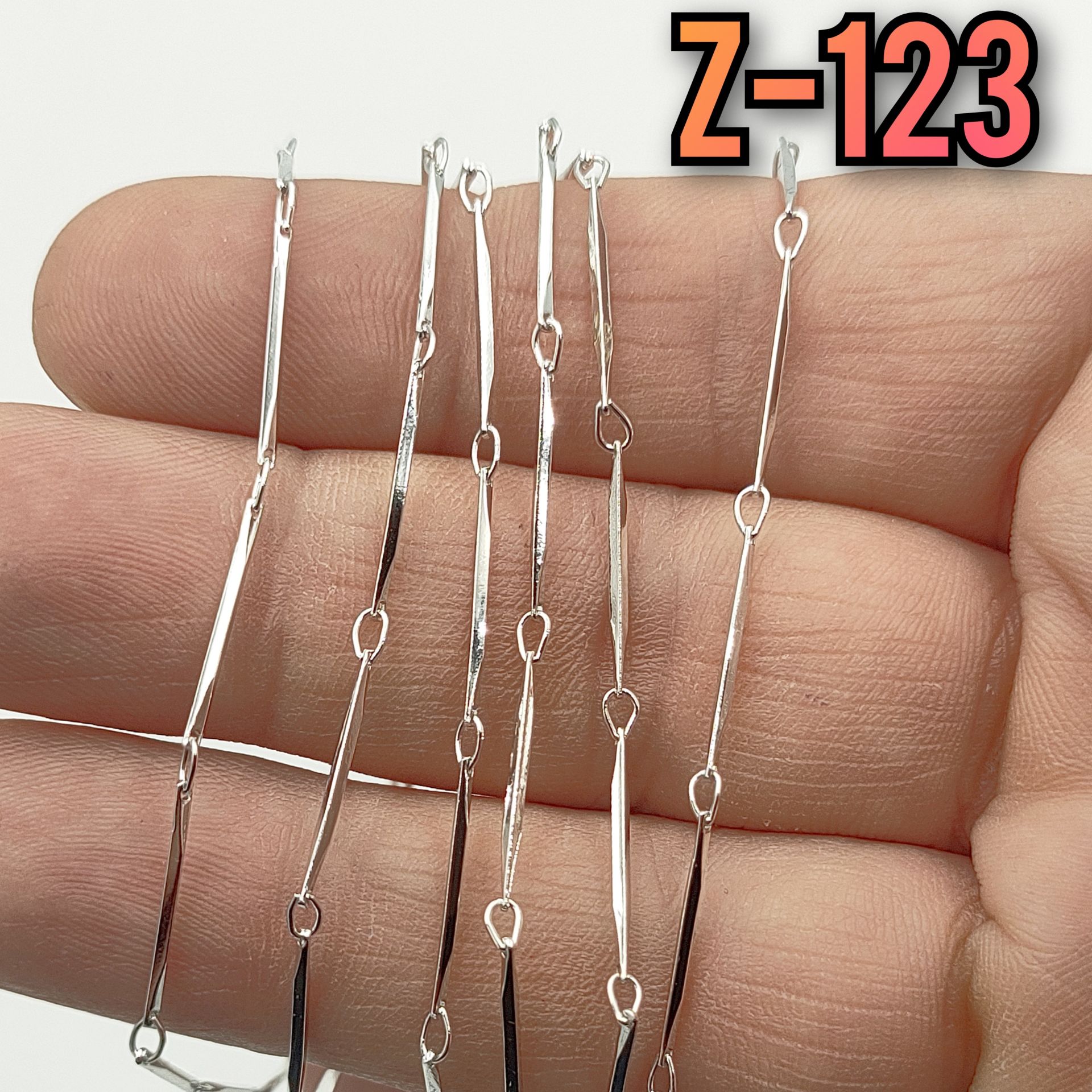 No : 123 Rodyum Kaplama Pirinç Çubuklu İnce zincir