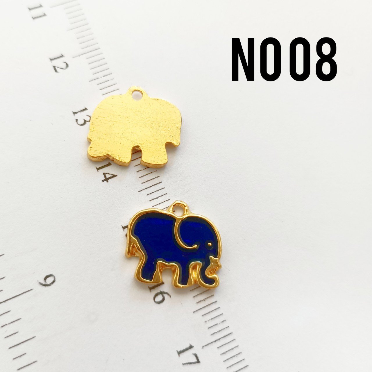 AMS-008 Altın Kaplama Lacivert Mineli Fil 15 x 12 mm