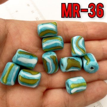 MR-36 Murano El Yapımı Desenli Silindir Boncuk