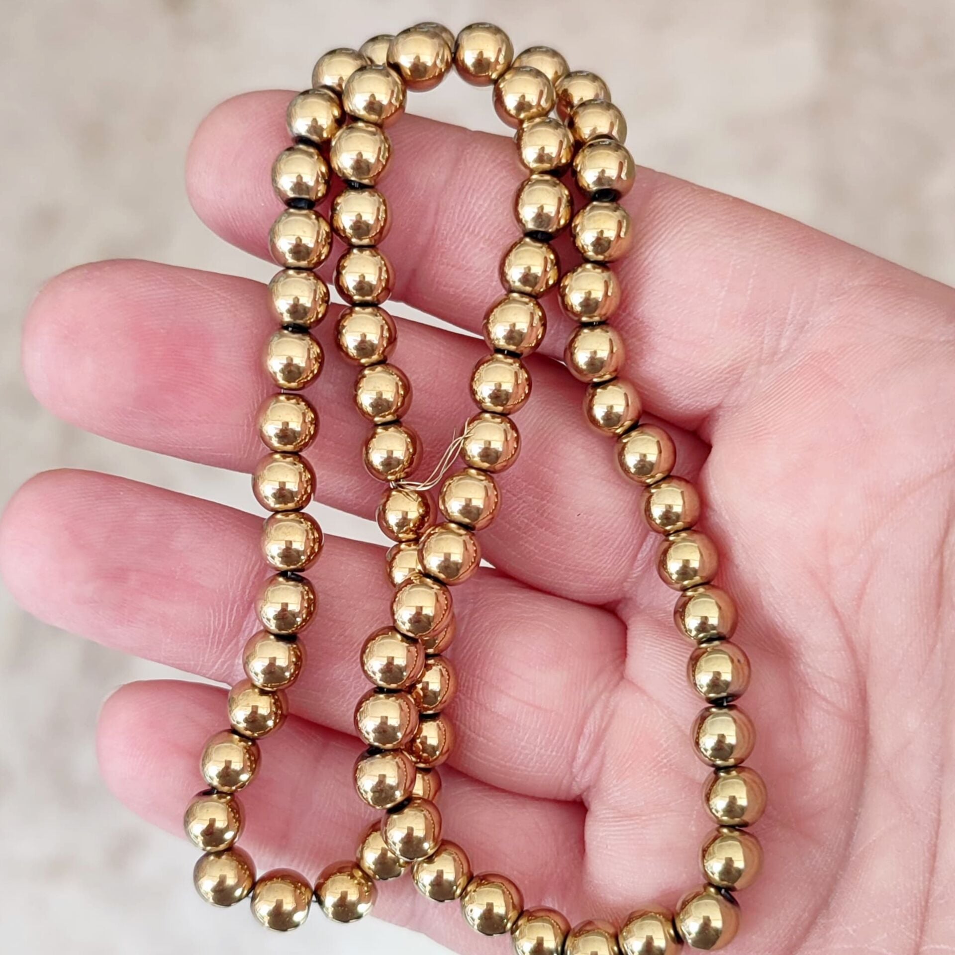 DT-093 Yuvarlak Çelik Gold Renk (Koyu Altın) Hematit 6 mm