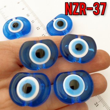 NZR-37 Büyük Boy Akrilik Nazar Boncuğu Şeffaf Deniz Mavi