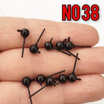 No : 38 Siyah Renk Top Çivi Küpe Aparatı 5 mm