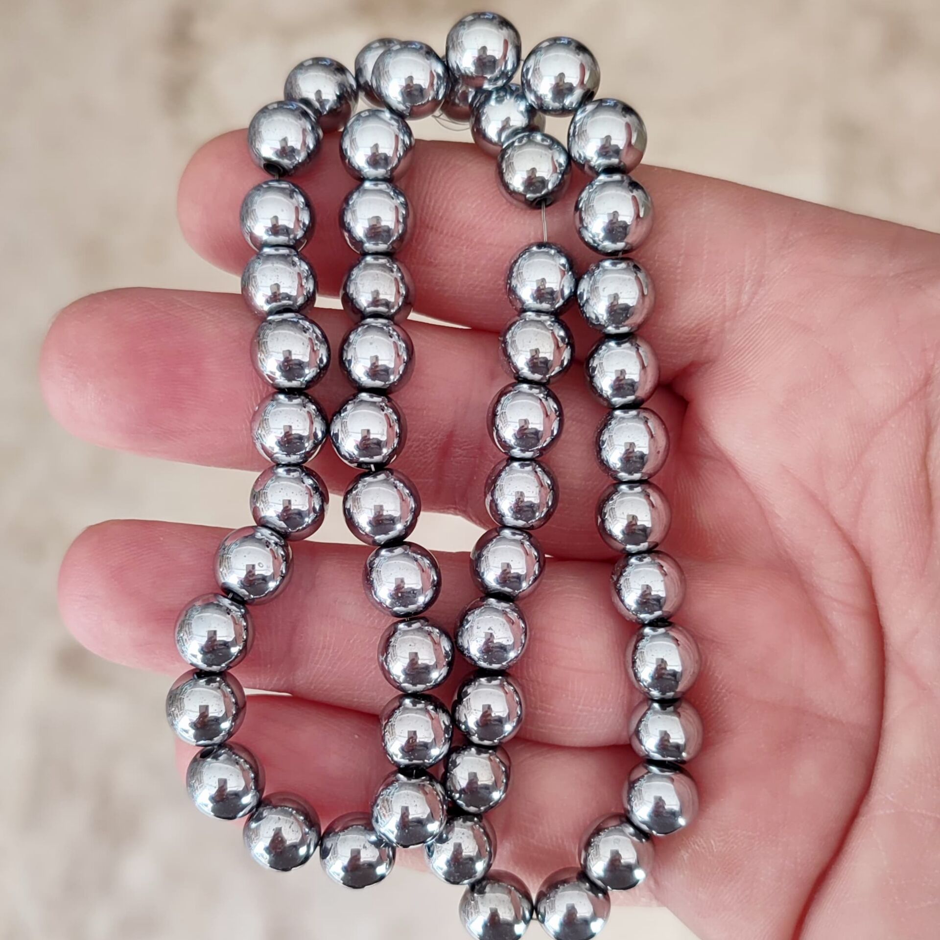 DT-095 Yuvarlak Çelik Renk (Gümüş Renk) Hematit 8 mm