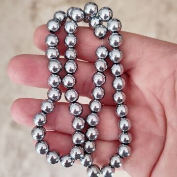 DT-095 Yuvarlak Çelik Renk (Gümüş Renk) Hematit 8 mm