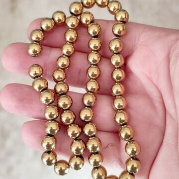 DT-096 Yuvarlak Çelik Gold Renk (Koyu Altın) Hematit 8 mm