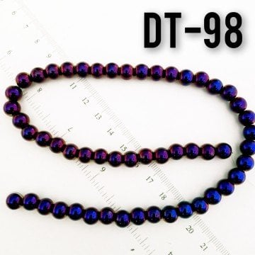 DT-098 Yuvarlak Mor-Mavi Renk Hematit 8 mm
