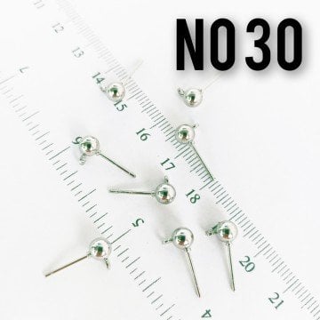 No : 30 Rodyum Kaplama Top Çivi Küpe