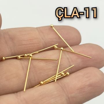 ÇLA-11 B Kalite Kaplama Altın Renk 316L Cerrahi Çelik Top Başlı Takı Çivisi 20 mm