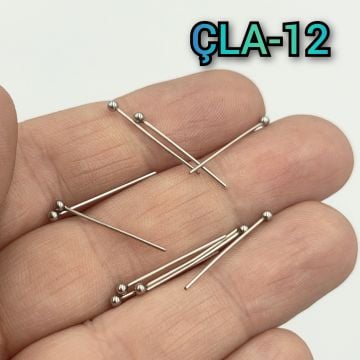 ÇLA-12 A Kalite Gümüş Renk 316L Cerrahi Çelik Top Başlı Takı Çivisi 20 mm
