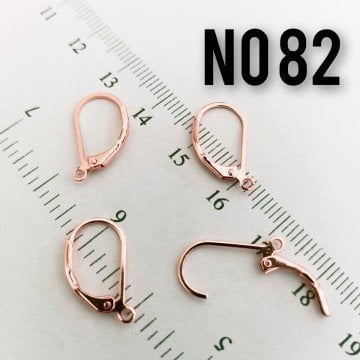 No : 82 Rose Kaplama Armut Pirinç Küpe Klips