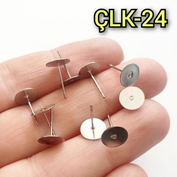 ÇLK-24 A Kalite Gümüş Renk 316 L Cerrahi Çelik Yapıştırma Küpe Çivi 8 mm
