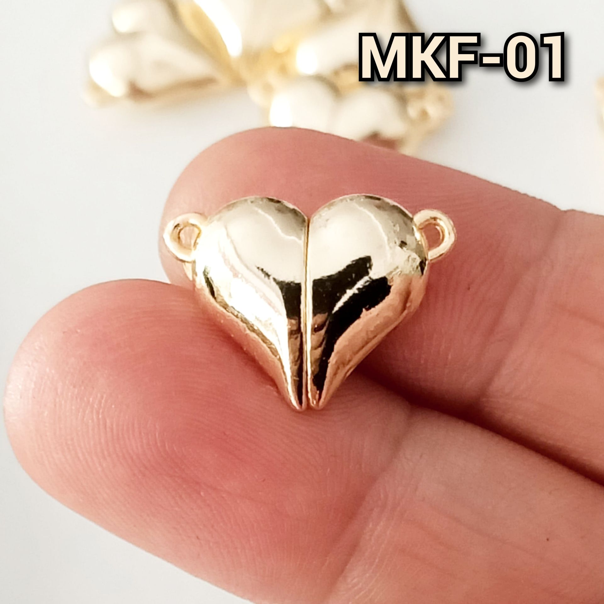 MKF-01 Lak Altın Kaplama Kalp Mıknatıs Kapama 19.5*14.5 mm