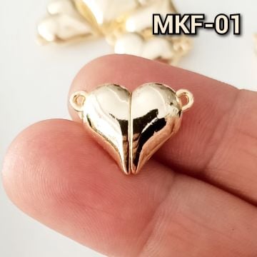 MKF-01 Lak Altın Kaplama Kalp Mıknatıs Kapama 19.5*14.5 mm
