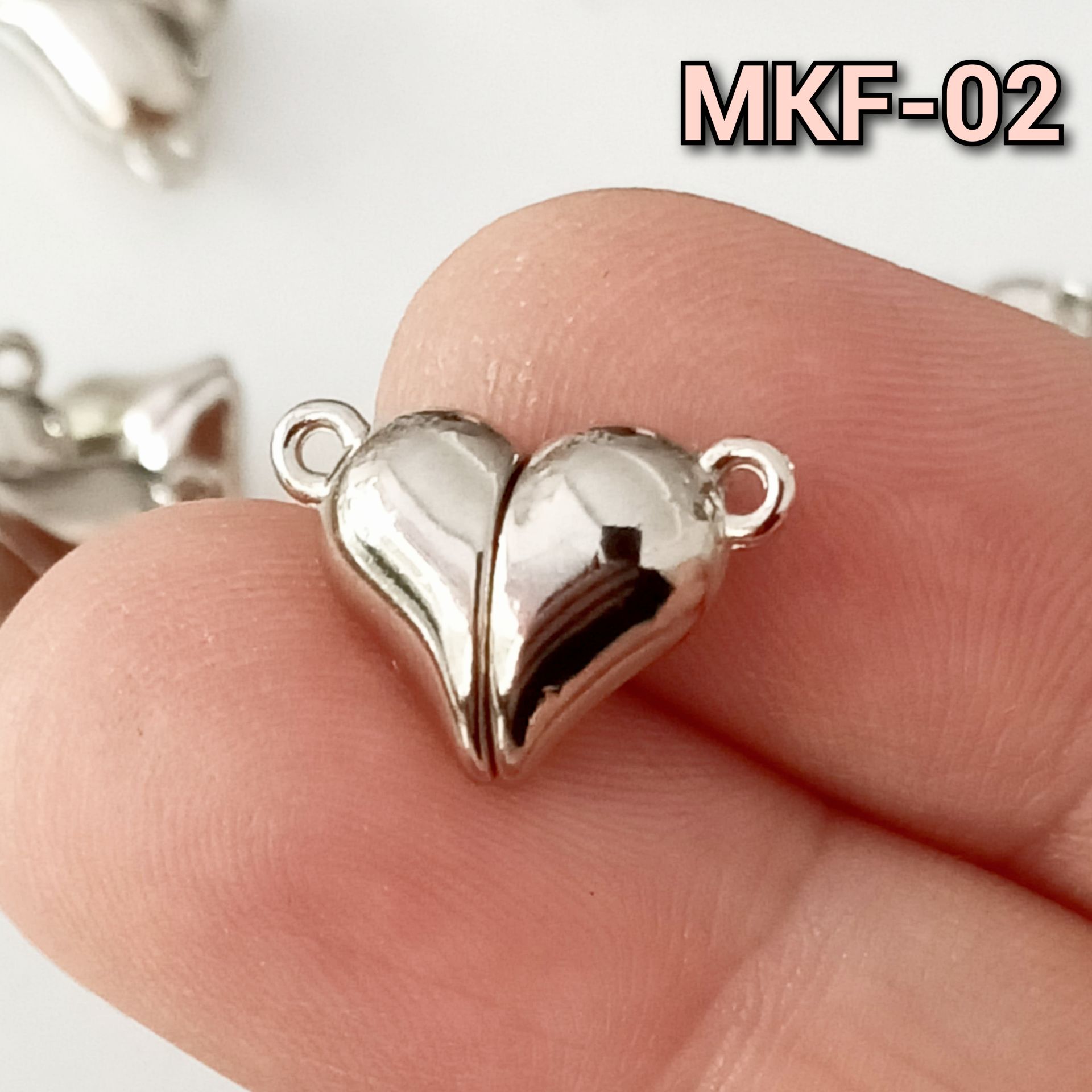 MKF-02 Gümüş Renk Kalp Mıknatıs Kapama 16*12 mm
