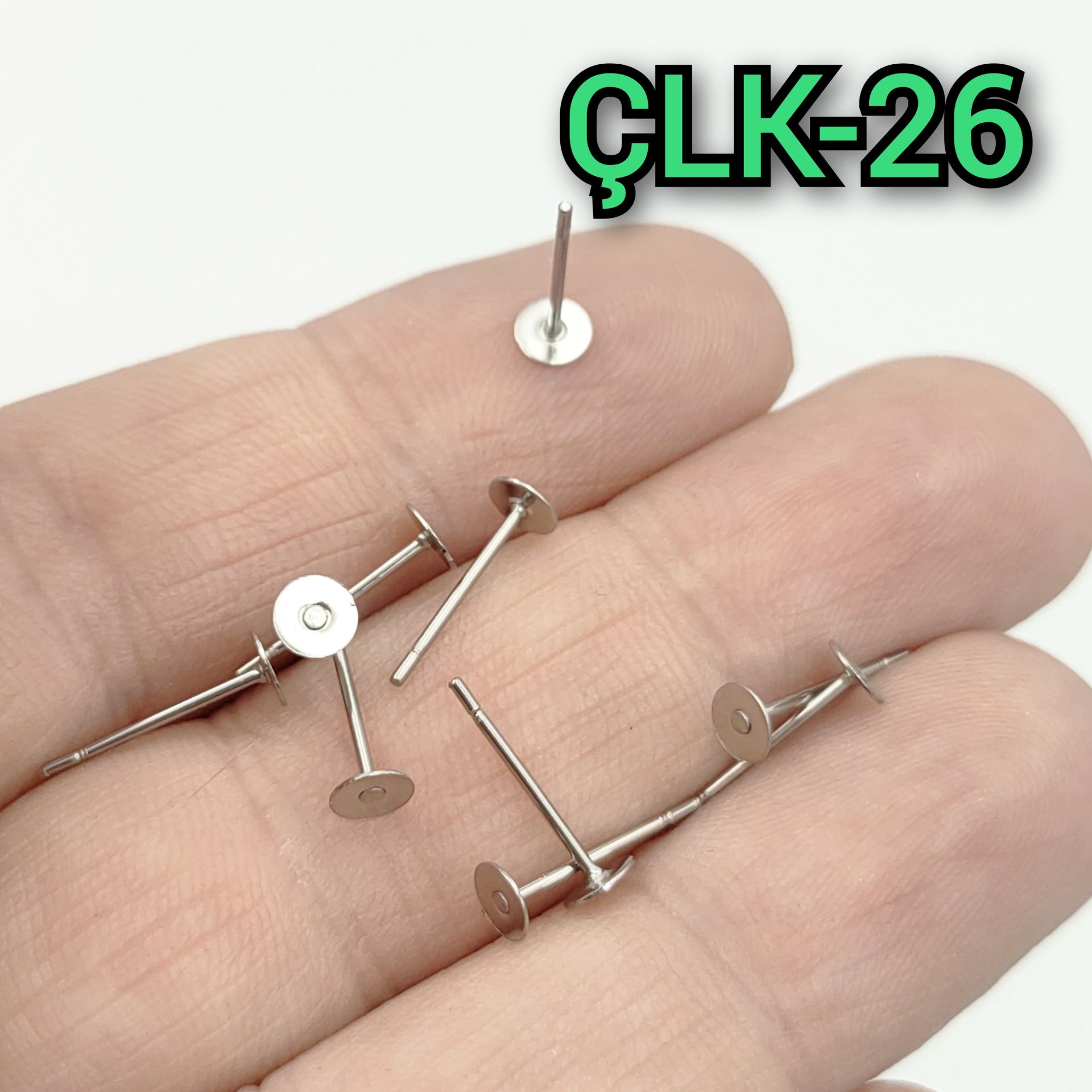 ÇLK-26 Gümüş Renk 304 Çelik Yapıştırma Küpe Çivi 4 mm