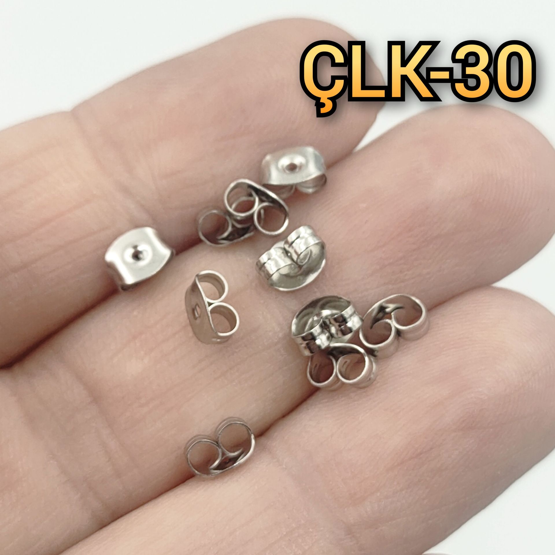 ÇLK-30 Gümüş Renk 304 Çelik Kelebek Küpe Arkalığı