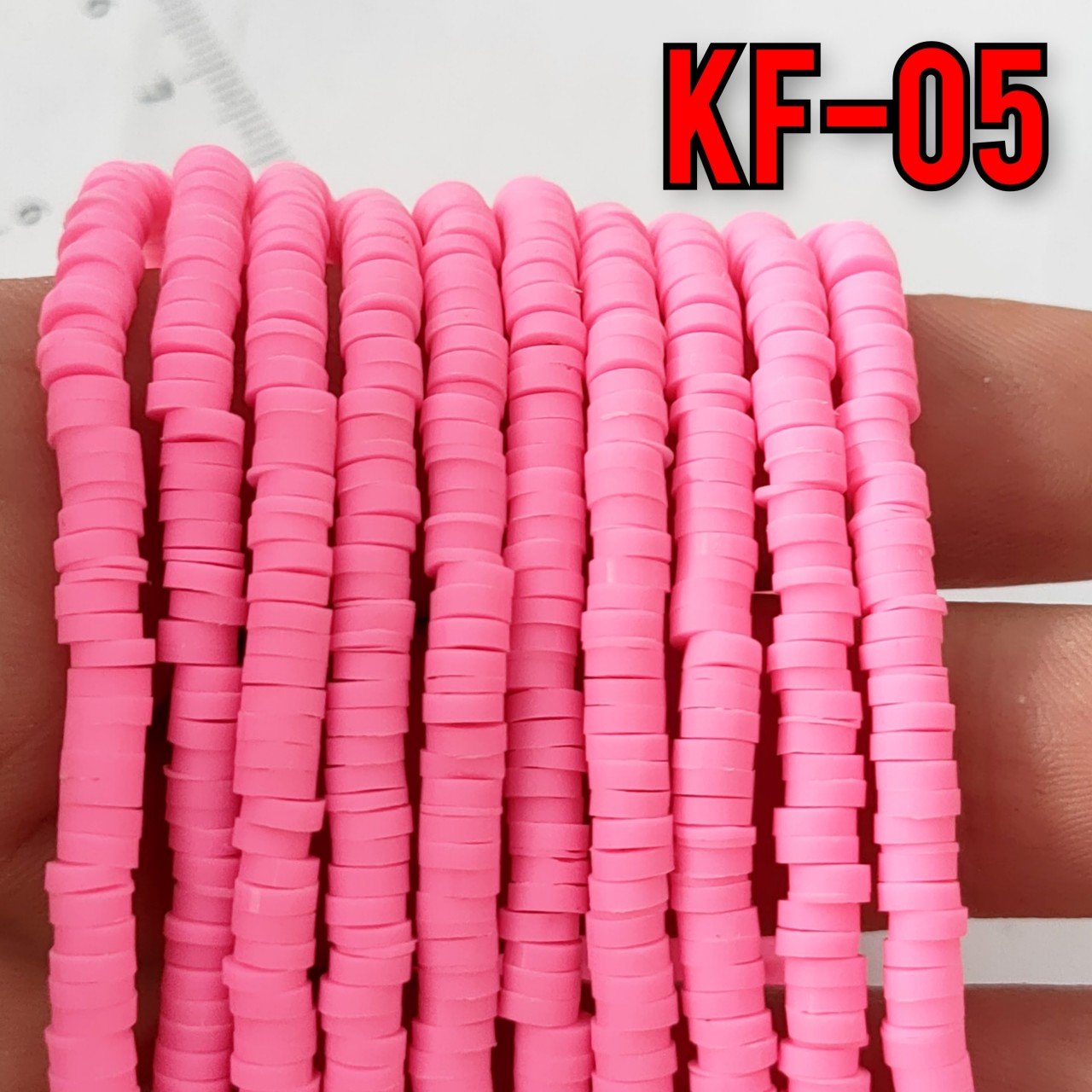 KF-05 Canlı Pembe Renk Fimo Boncuk 4 mm