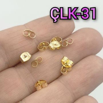 ÇLK-31 B Kalite Kaplama Altın Renk 316 L Cerrahi Çelik Kelebek Küpe Arkalığı