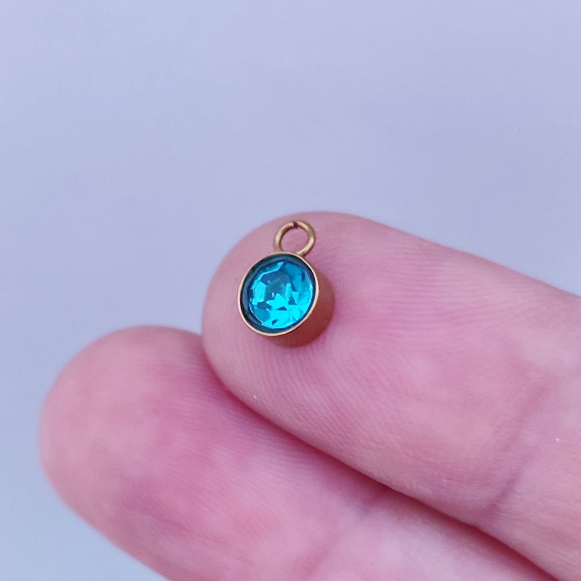 ÇLS-22 A Kalite Kaplama Altın Renk 316L Cerrahi Çelik Turkuaz Taşlı Sallantı