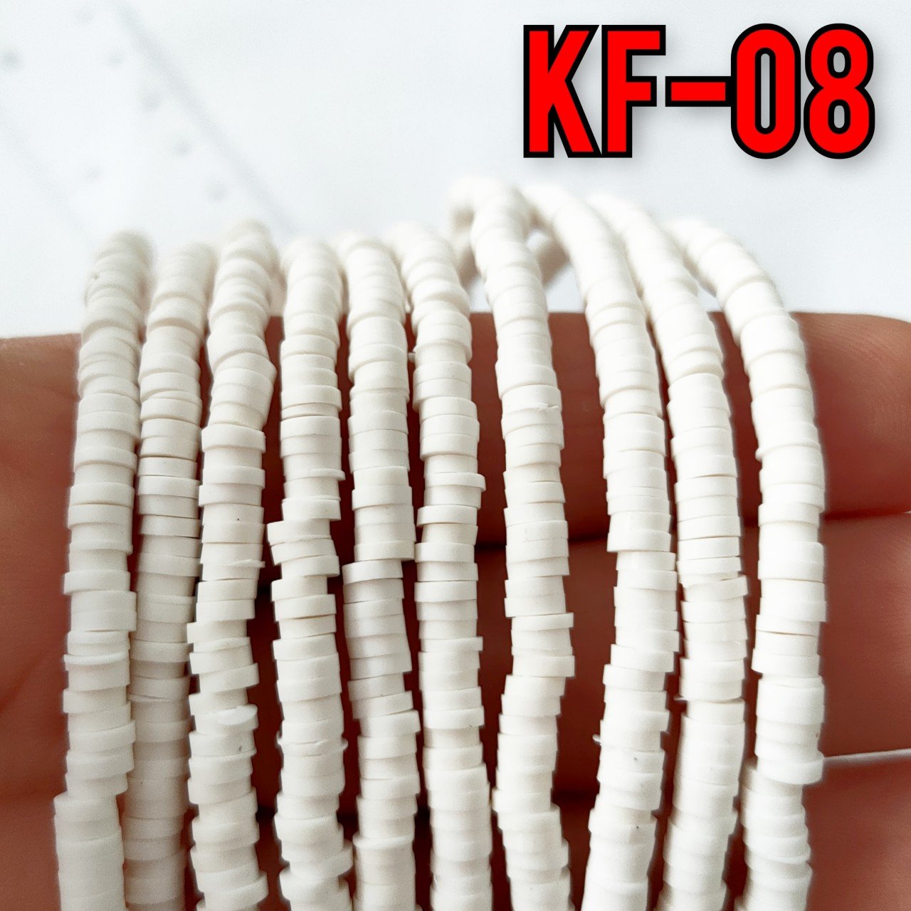 KF-08 Beyaz Renk Fimo Boncuk 4 mm