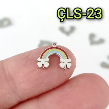 ÇLS-23 Gümüş Renk 316L Cerrahi Çelik Mineli Mini Gökkuşağı Sallantı