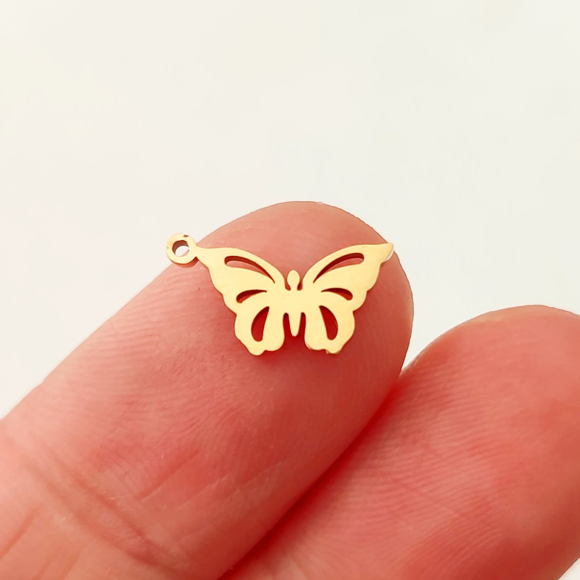 ÇLS-24 A Kalite Kaplama Altın Renk 316L Cerrahi Çelik Mini Kelebek Sallantı