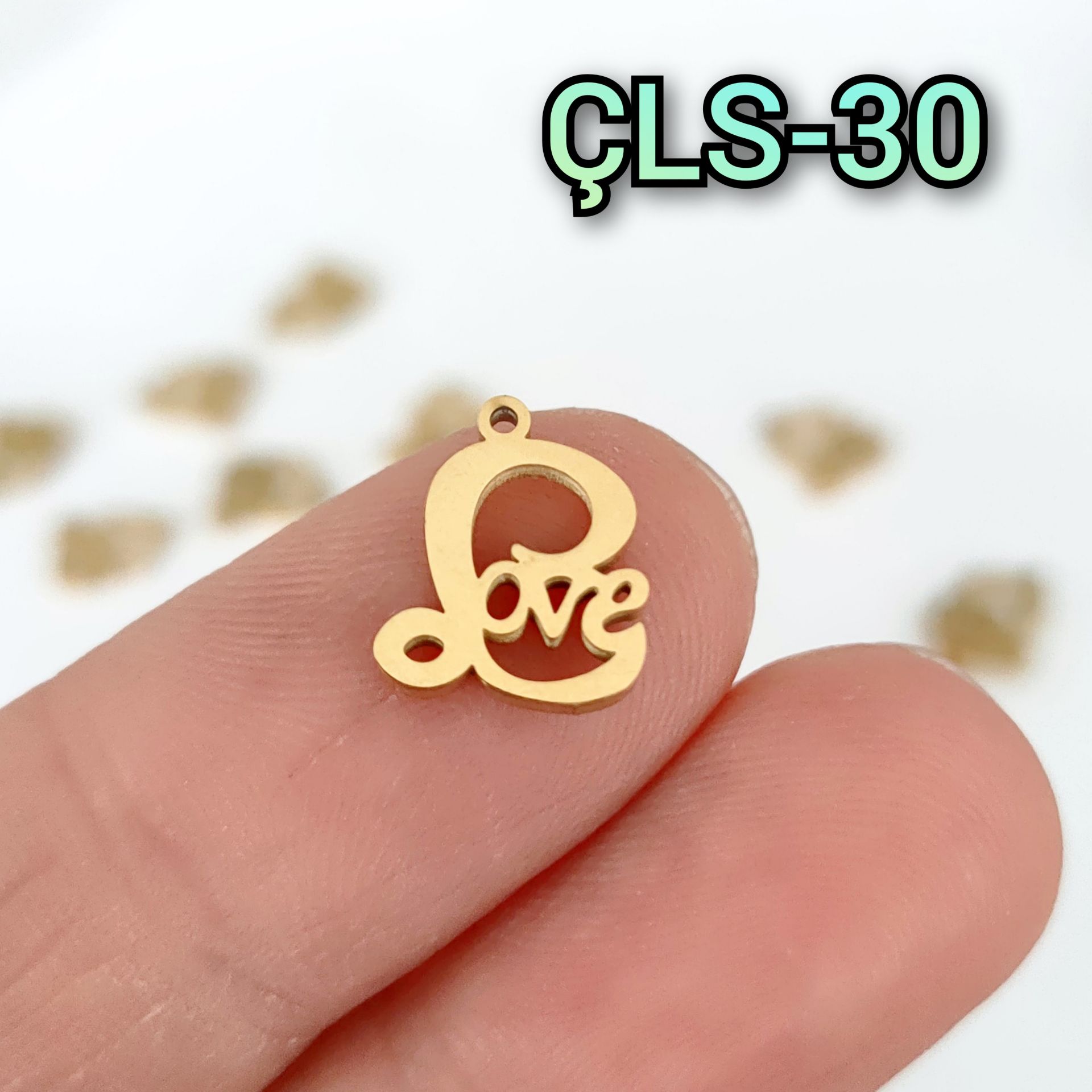 ÇLS-30 Altın Renk 316L Cerrahi Çelik Mini Love Sallantı