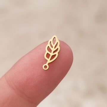 ÇLS-30 A Kalite Kaplama Altın Renk 316L Cerrahi Çelik Mini Yaprak Sallantı