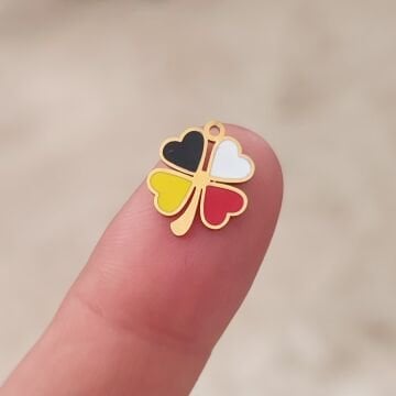 ÇLS-32 A Kalite Kaplama Altın Renk 316L Cerrahi Çelik Mini Mineli Yonca Sallantı