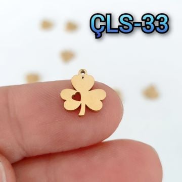 ÇLS-33 Altın Renk 316L Cerrahi Çelik Mini Yonca Sallantı