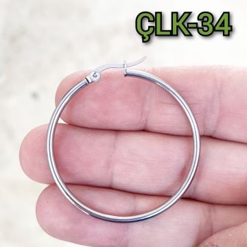 ÇLK-34 Gümüş Renk 316L Cerrahi Çelik Küpe Halka 40 mm