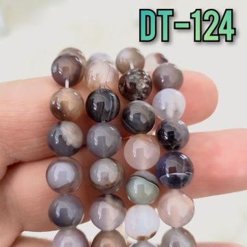 DT-124 Açık Kahve - Krem Akik Taşı Dizi 8 mm
