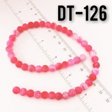 DT-126 Çizgili Mat Pembe Akik Taşı Dizi 8 mm
