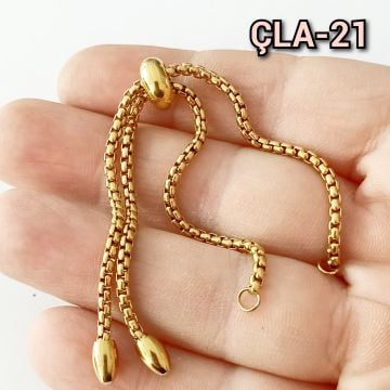 ÇLA-21 A Kalite Kaplama Altın Renk 316L Çelik Box Zincirli Asansörlü Bileklik Aparatı