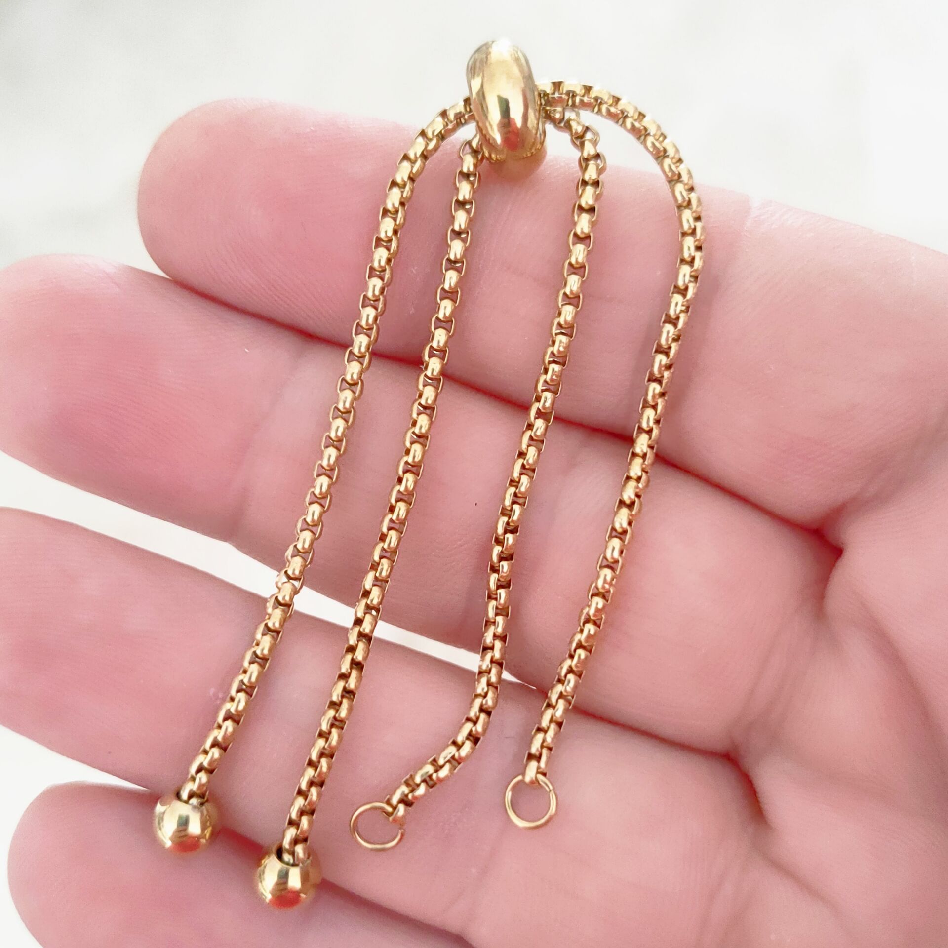 ÇLA-21 A Kalite Kaplama Altın Renk 316L Çelik Box Zincirli Asansörlü Bileklik Aparatı