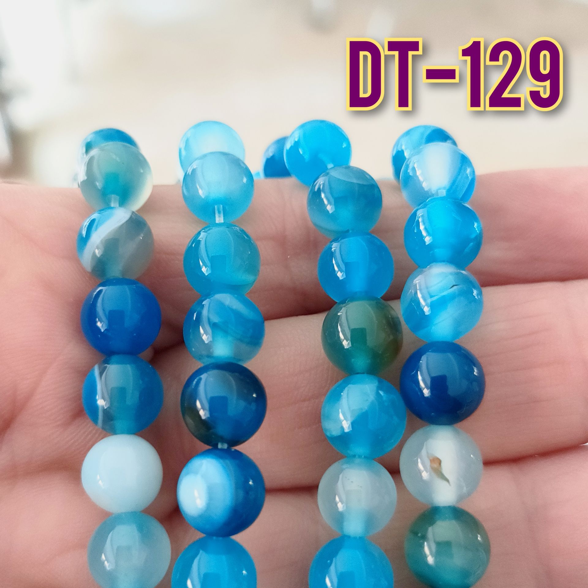 DT-129 Mavi Akik Taşı Dizi 8 mm