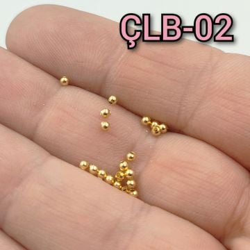 ÇLB-02 B Kalite Kaplama Altın Renk 304 Çelik Top Boncuk 2 mm