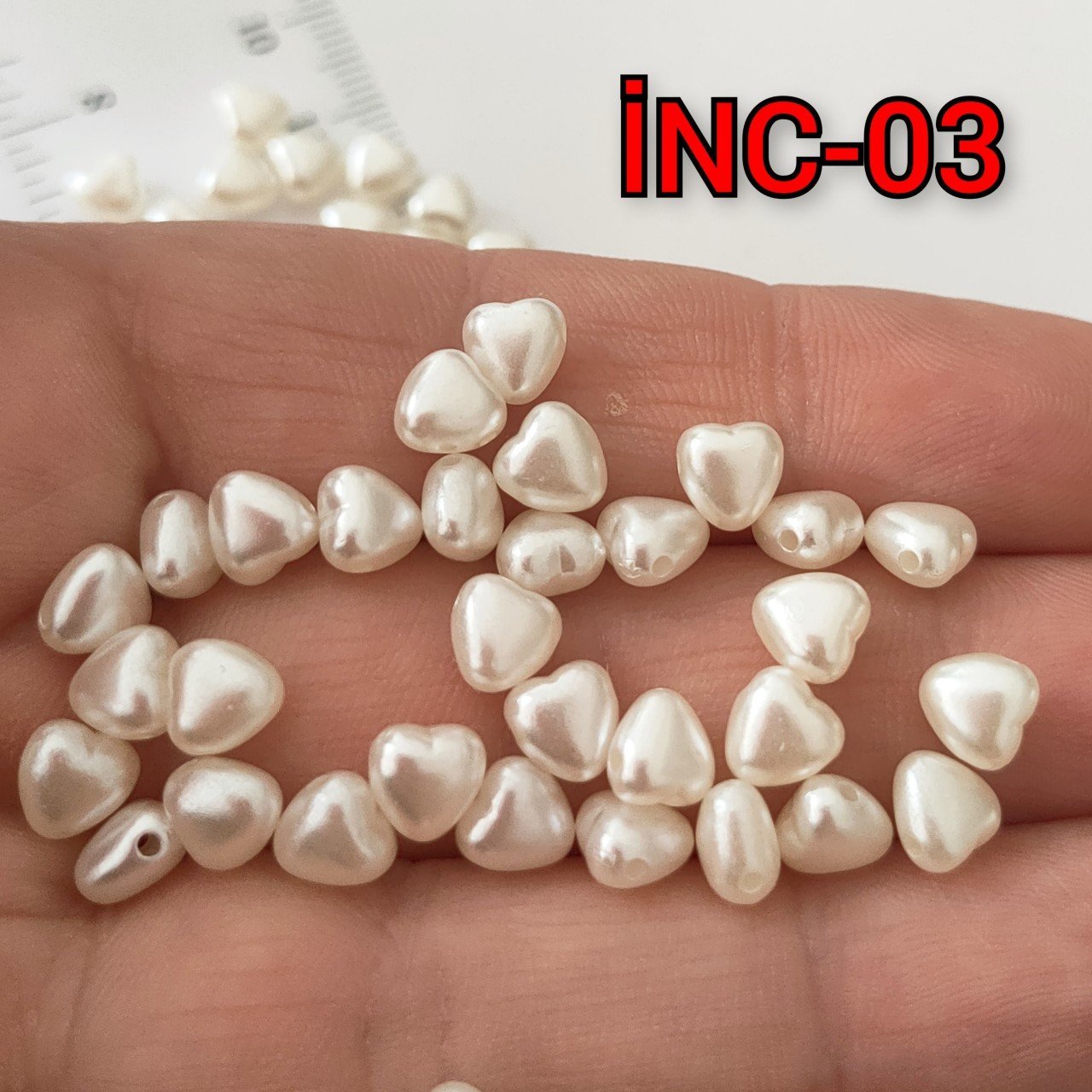 İNC-03 Krem Renk Kalp İnci 5.7 mm