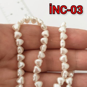 İNC-03 Krem Renk Kalp İnci 5.7 mm