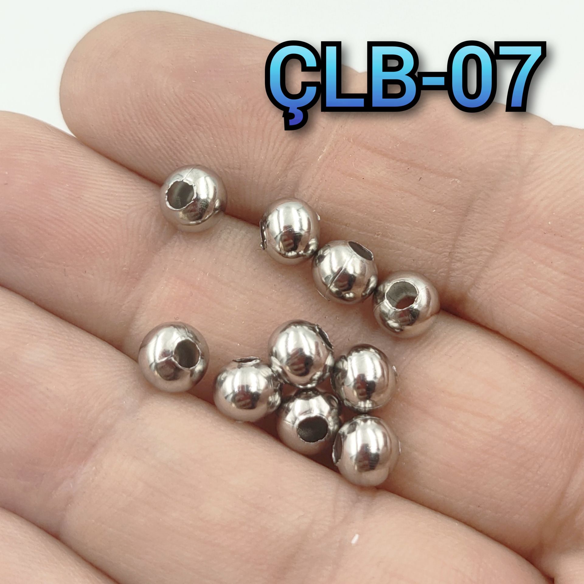 ÇLB-07 Gümüş Renk 304 Çelik Top Boncuk 6 mm