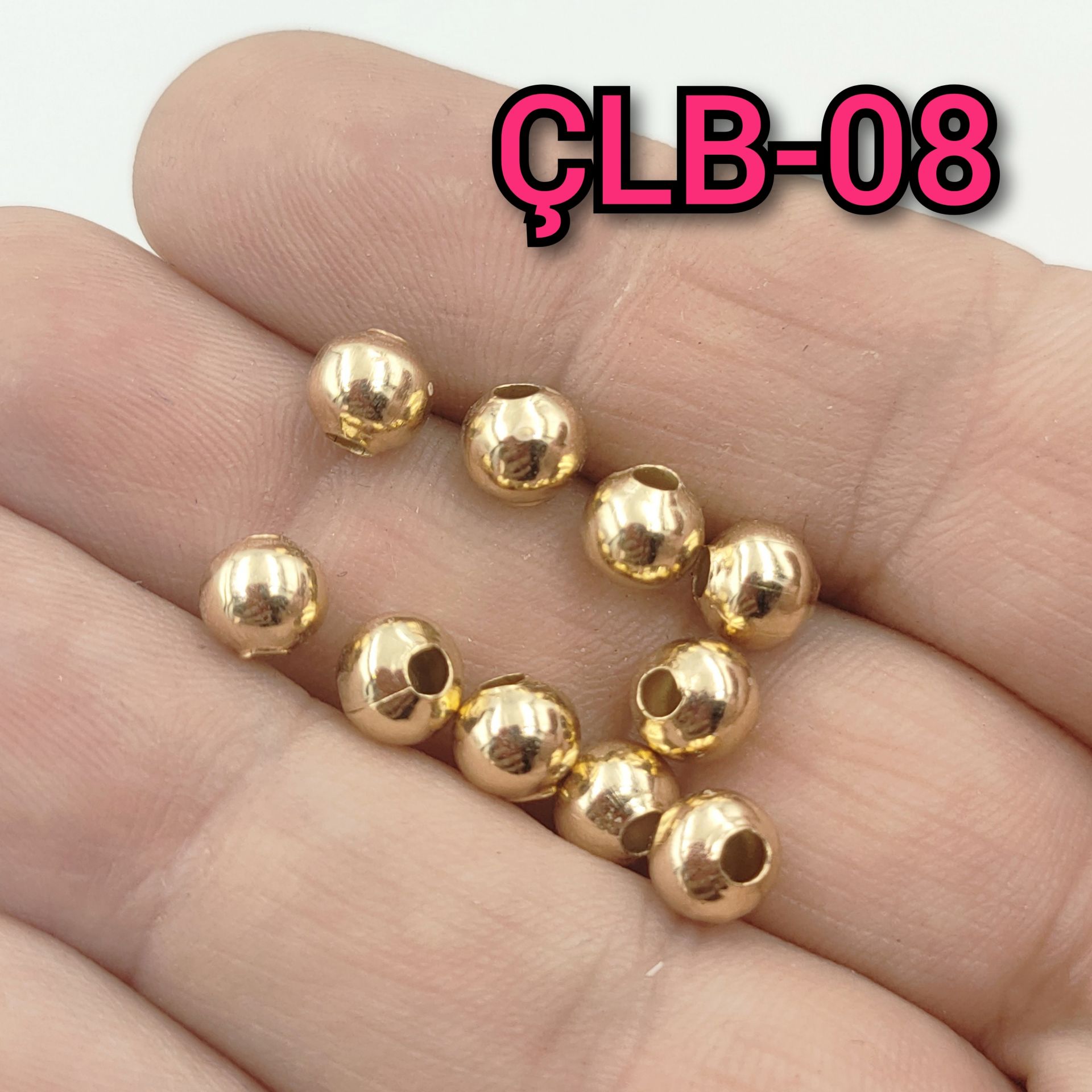 ÇLB-08 Altın Renk 304 Çelik Top Boncuk 6 mm