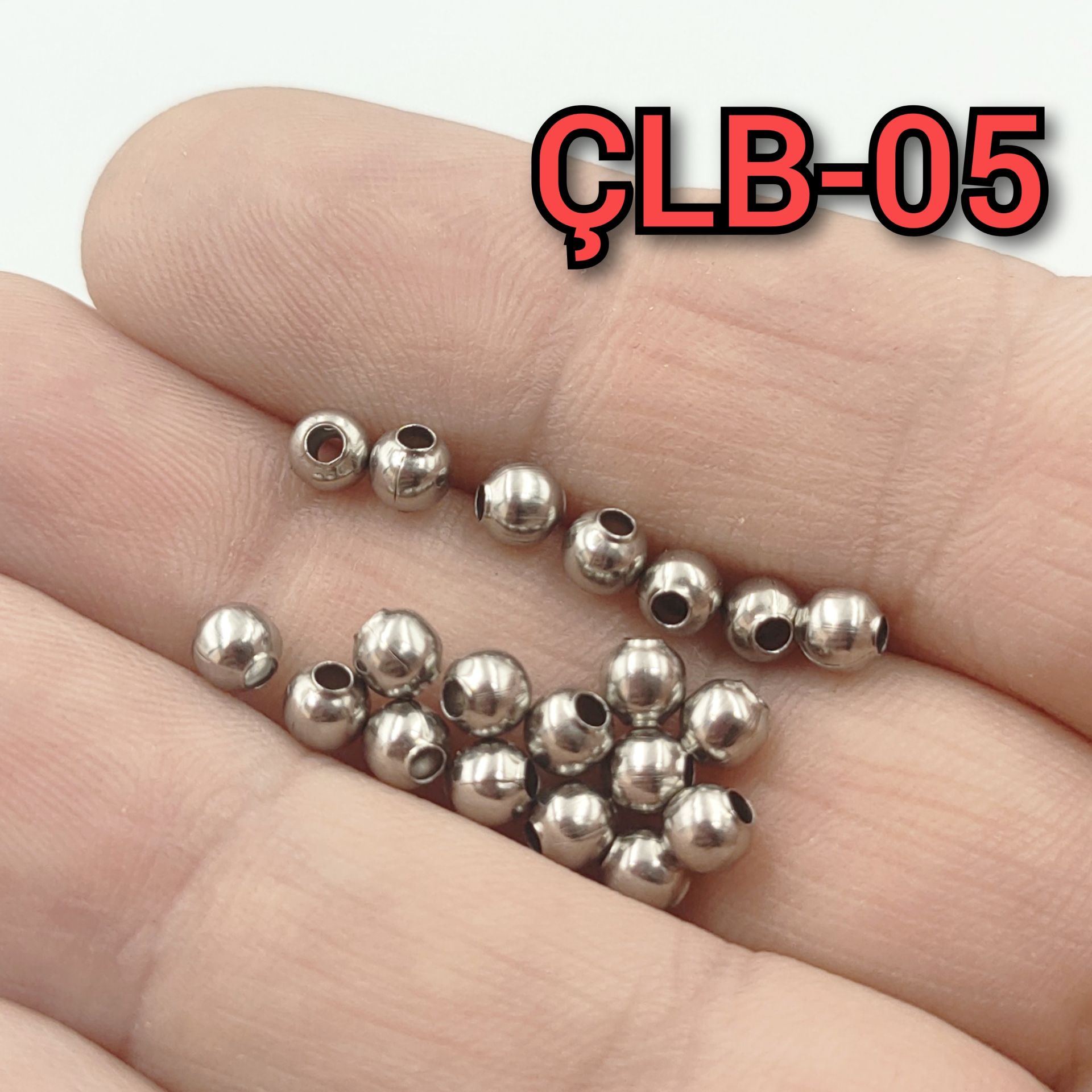 ÇLB-05 A Kalite Gümüş Renk 304 Çelik Top Boncuk 4 mm
