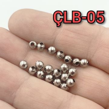 ÇLB-05 A Kalite Gümüş Renk 304 Çelik Top Boncuk 4 mm