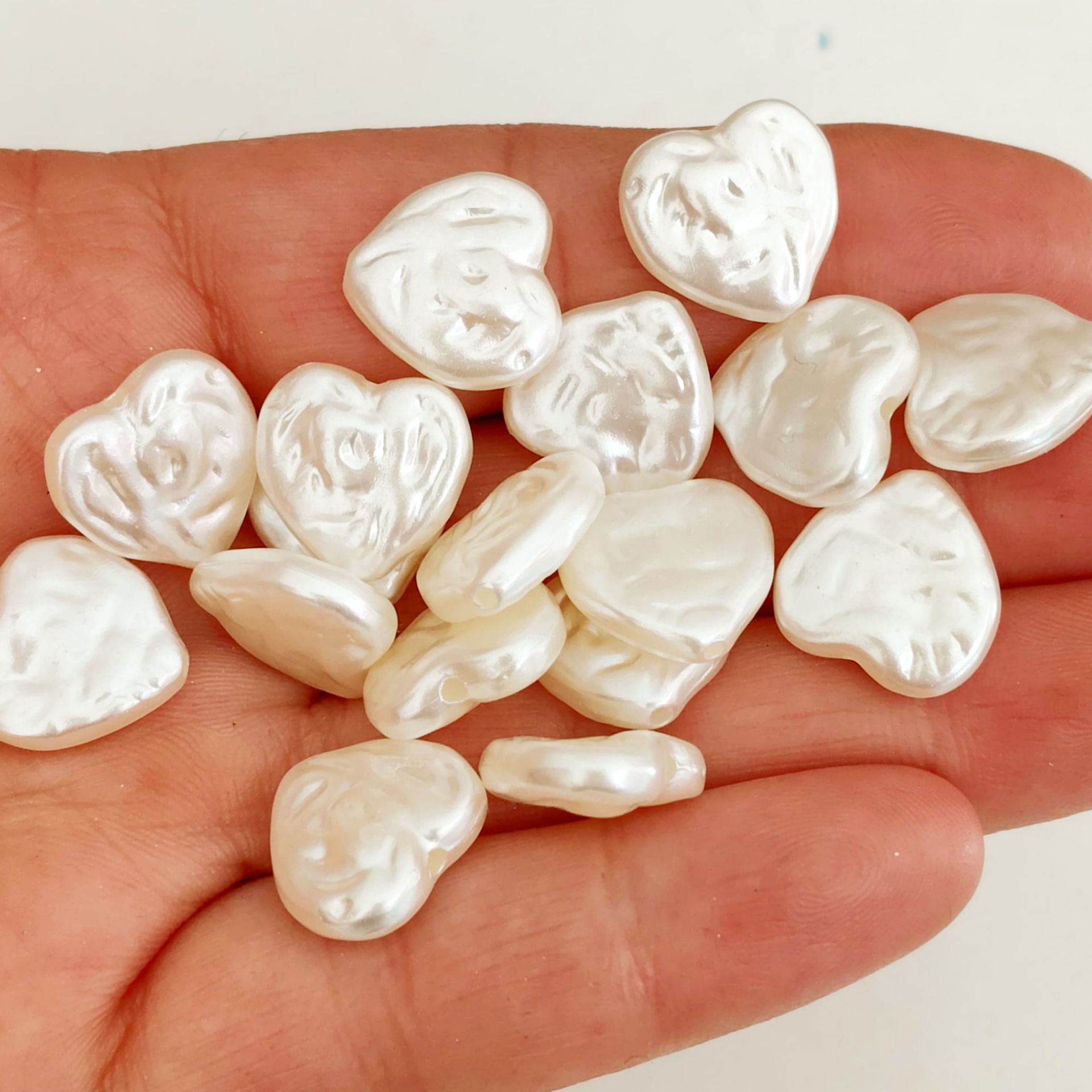 İNC-08 Krem Renk Kalp Barok İnci 13.5 mm