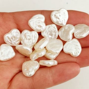 İNC-08 Krem Renk Kalp Barok İnci 13.5 mm